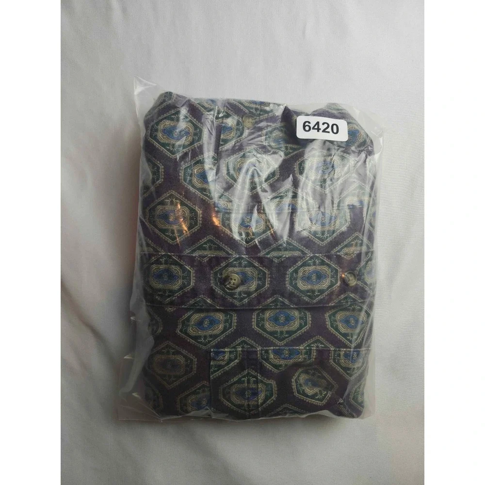 The Arrow Company Mens Purple Geometric Medallion Print Button Down Shirt Size M